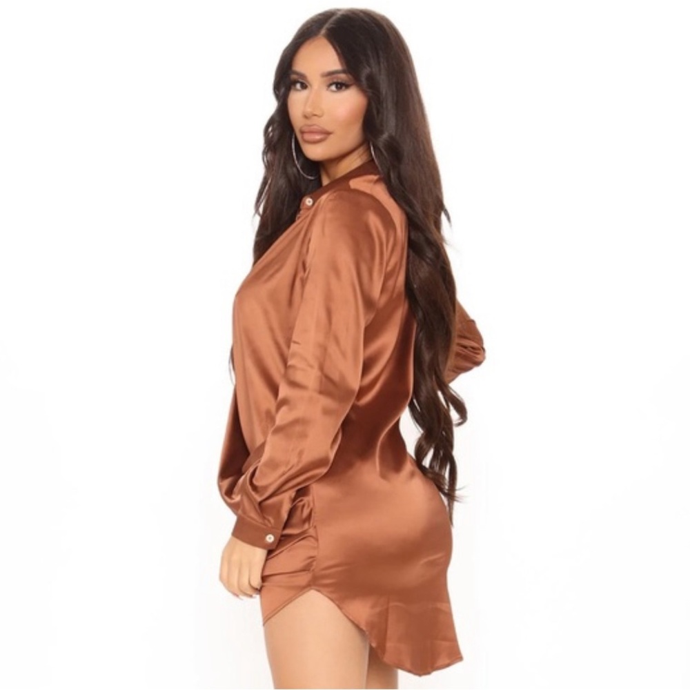 Time Of Your Life Satin Shirt Dress